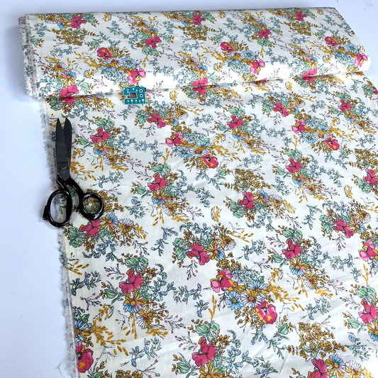 Remnant of Floral Light Canvas Stretch - Deadstock Designer Fabric - Spring Cream (178cm)