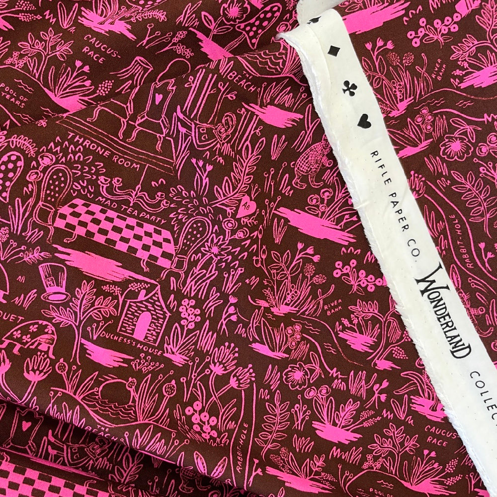 Cotton and Steel RAYON - Rifle Paper Co - Wonderland Magic Forest Magenta