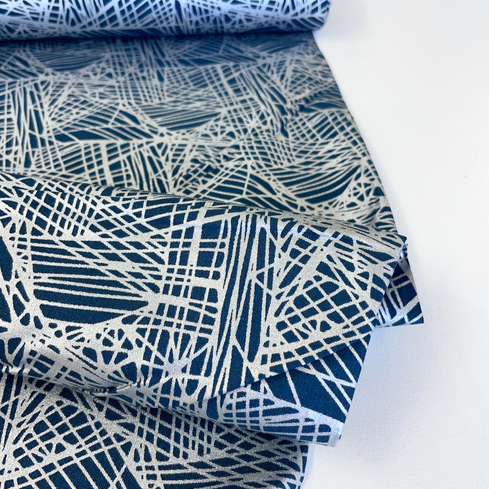 RJR Fabrics - Shiny Objects - Metallic Fiberglass - Navy Silver