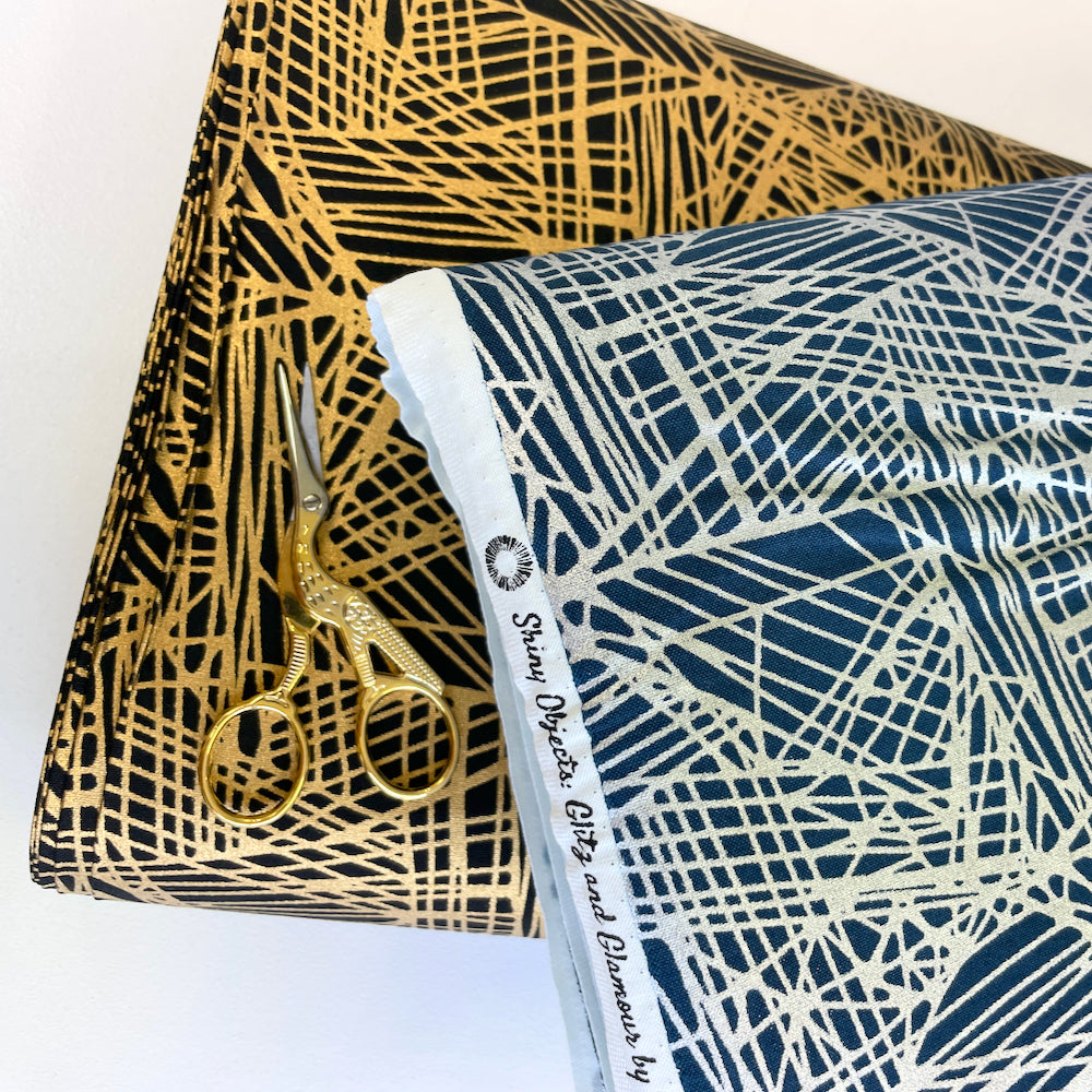 RJR Fabrics - Shiny Objects - Metallic Fiberglass - Navy Silver