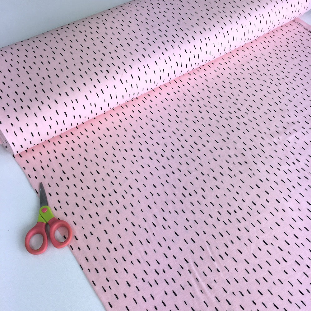 Happy Dashes GOTS Organic Jersey Light Pink - Frumble Fabrics