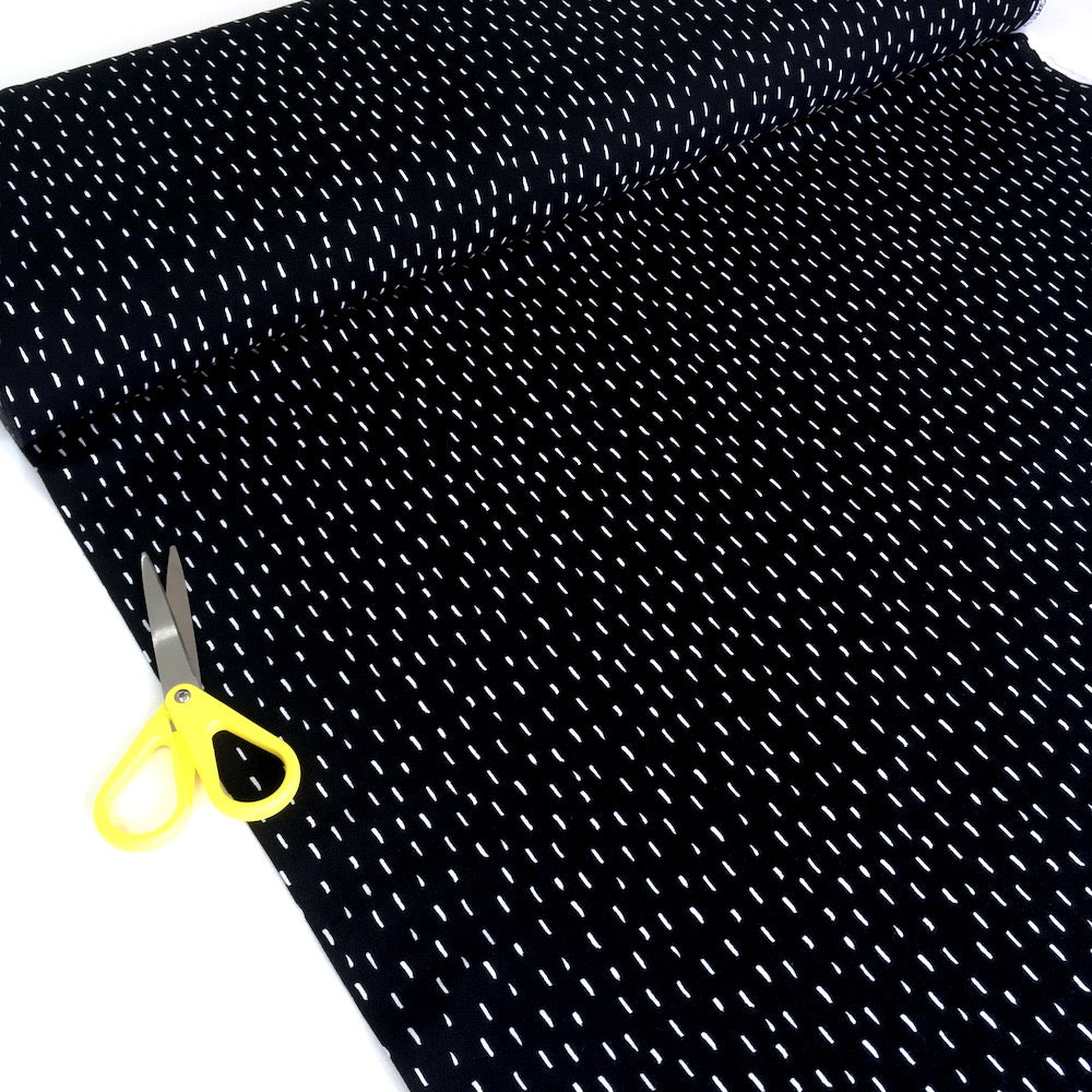Happy Dashes GOTS Organic Jersey Black - Frumble Fabrics