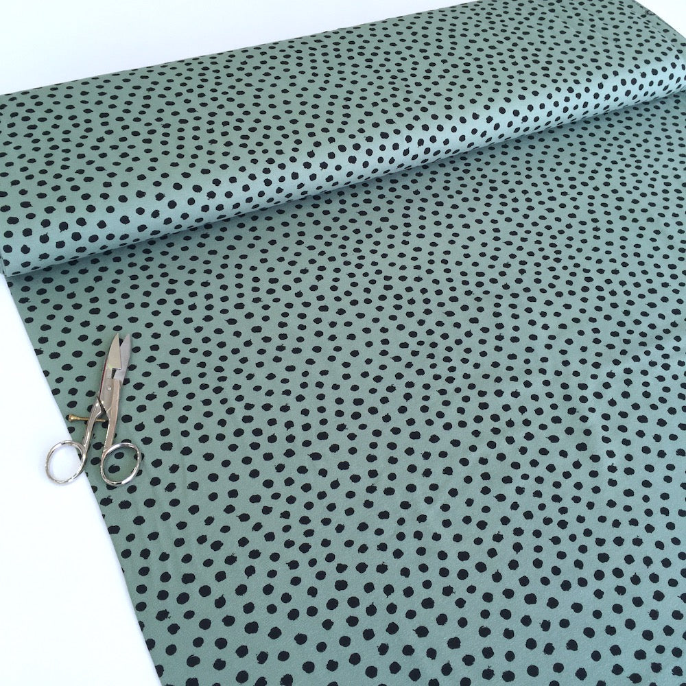Dotty Dots GOTS Organic Jersey Sage Green - Frumble Fabrics