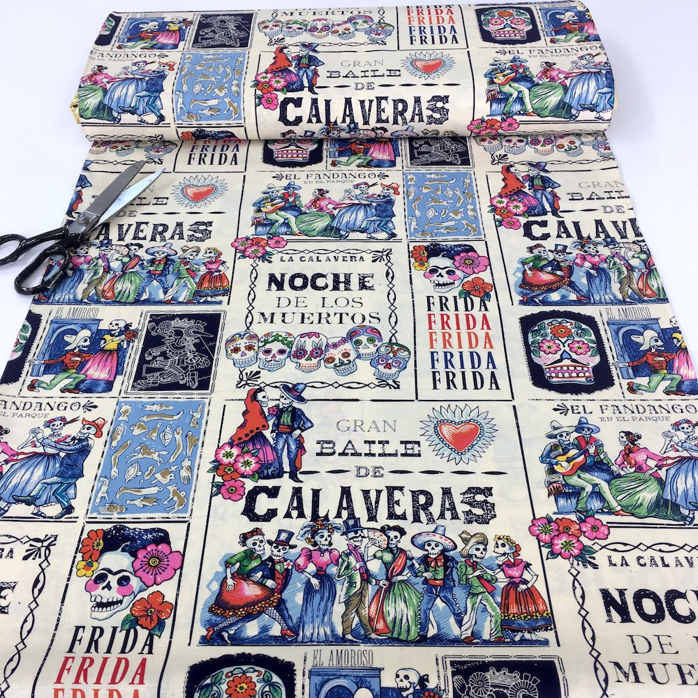 Baile De Calaveras Tea Marine - Frumble Fabrics