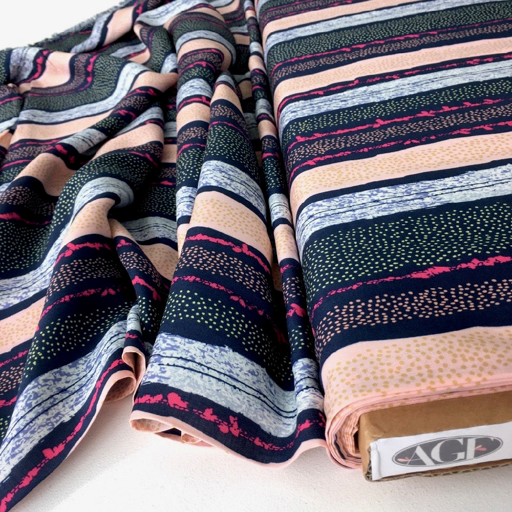 Fusion Art District - Straws of District Rayon in Navy - Frumble Fabrics