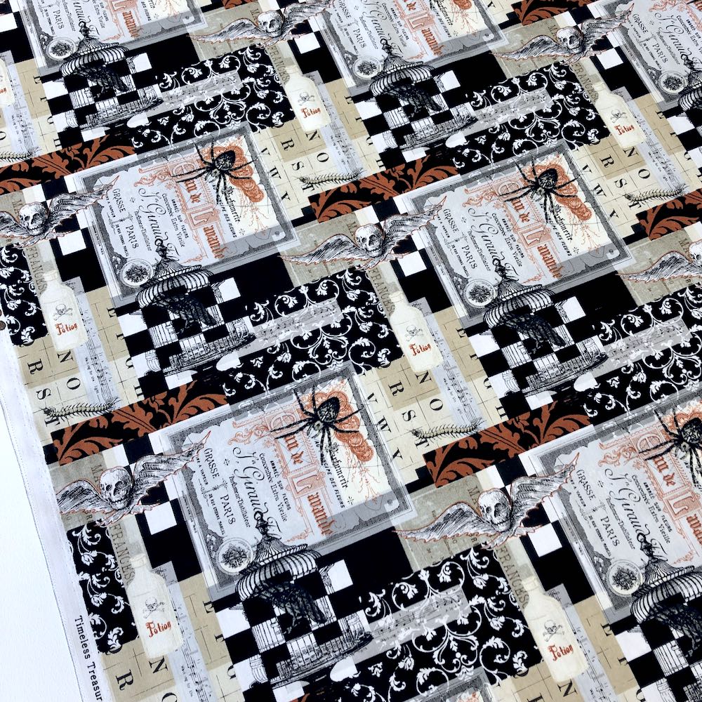 Spiders And Spooky Documents Black - Frumble Fabrics