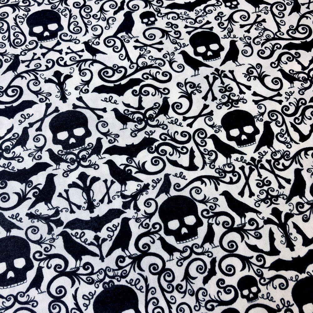 Skulls and Crossbones Grey - Frumble Fabrics