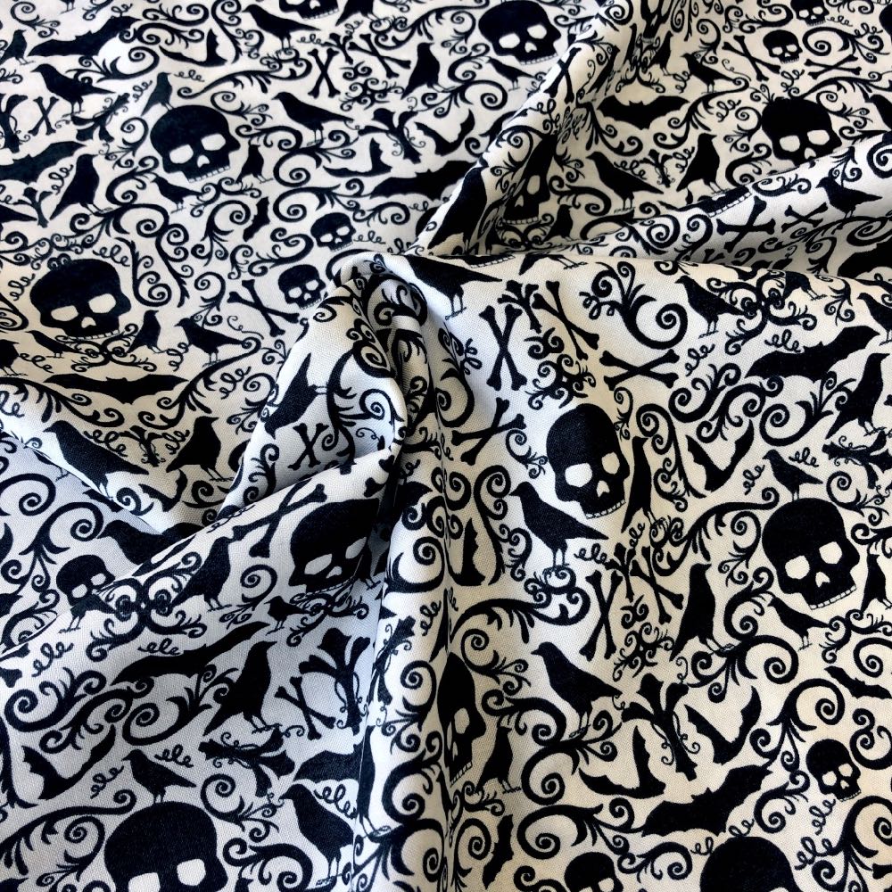 Skulls and Crossbones Grey - Frumble Fabrics