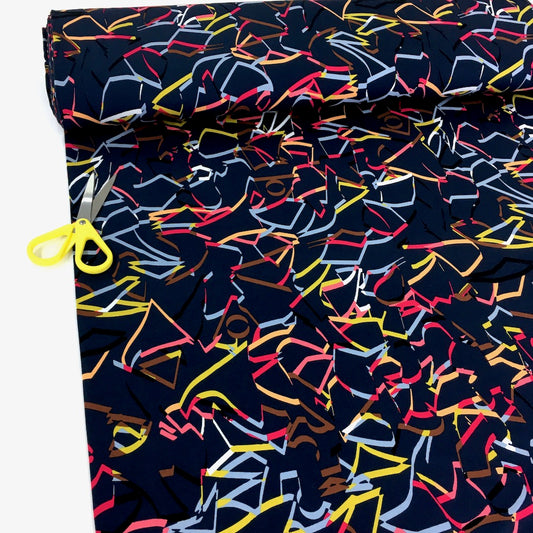 Abstract Dancers - Brushed Viscose French Terry - Navy