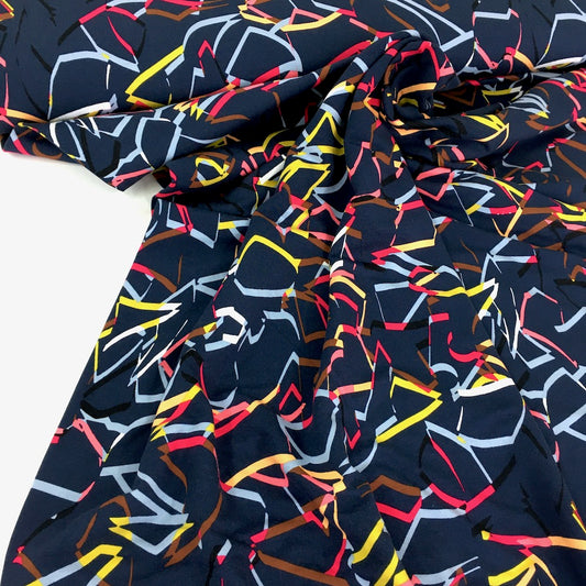 Abstract Dancers - Brushed Viscose French Terry - Navy