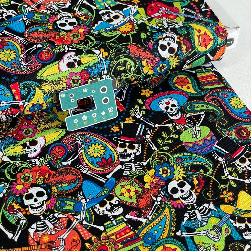 Timeless Treasures - Packed Day Of The Dead - Black