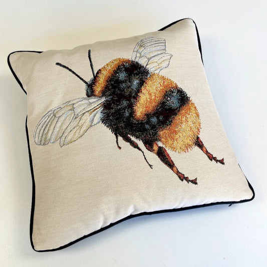 Tapestry Bumblebee Cushion Panel Piped Project Kit  (zip+envelope) Black