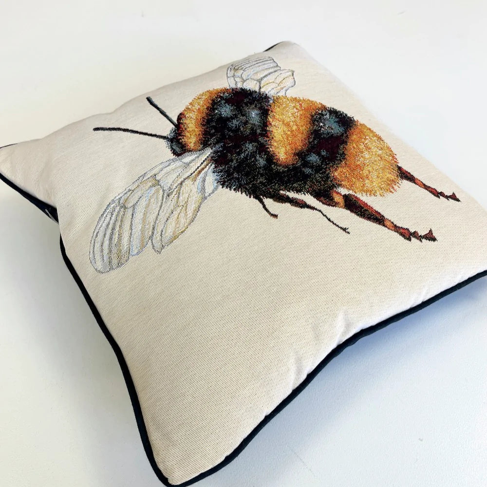 Tapestry Bumblebee Cushion Panel Piped Project Kit  (zip+envelope) Black
