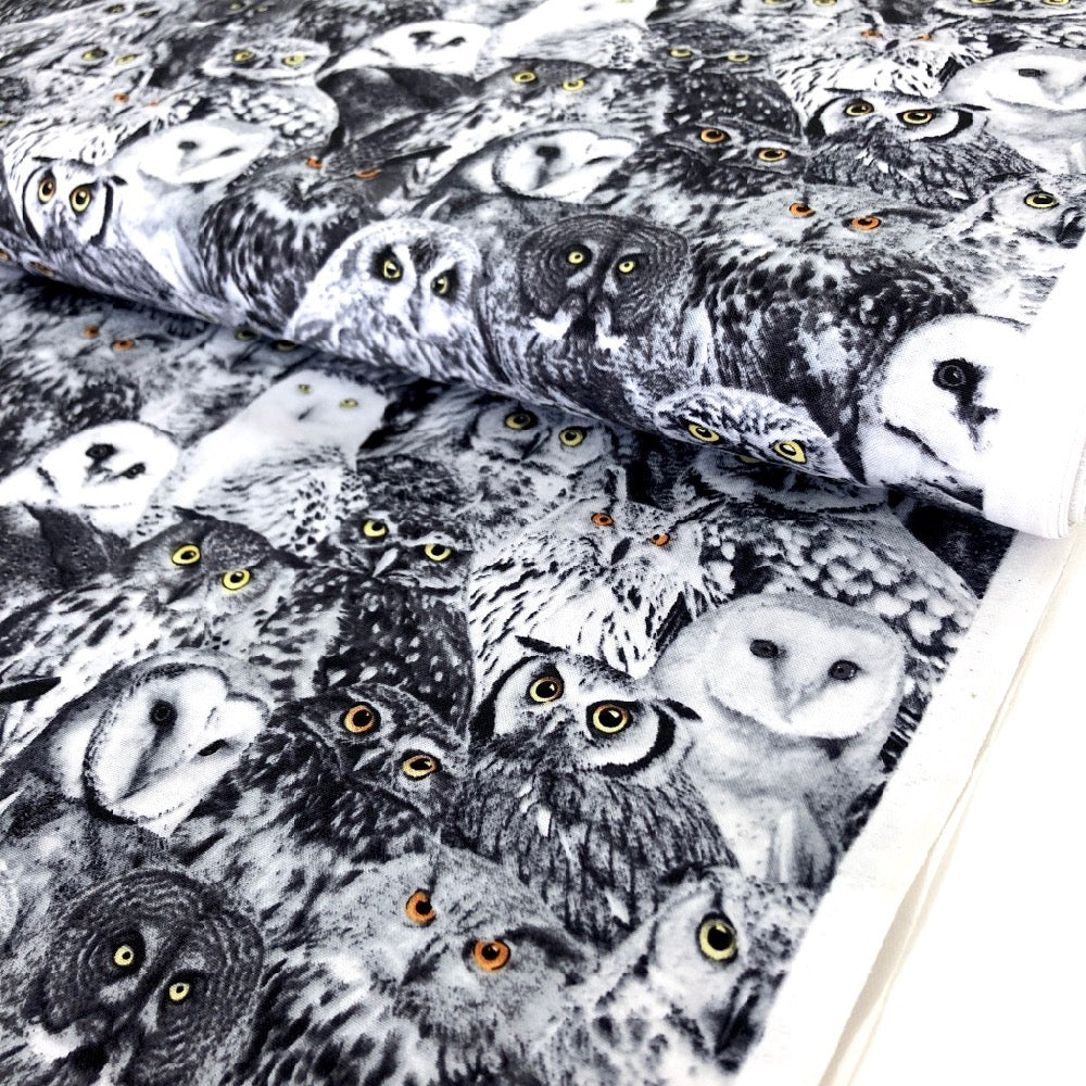 Packed Owls Black - Frumble Fabrics