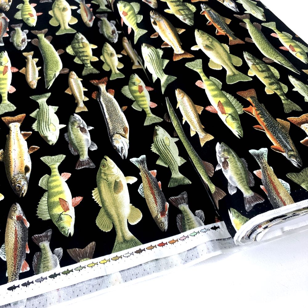 Realistic Fish Black - Frumble Fabrics