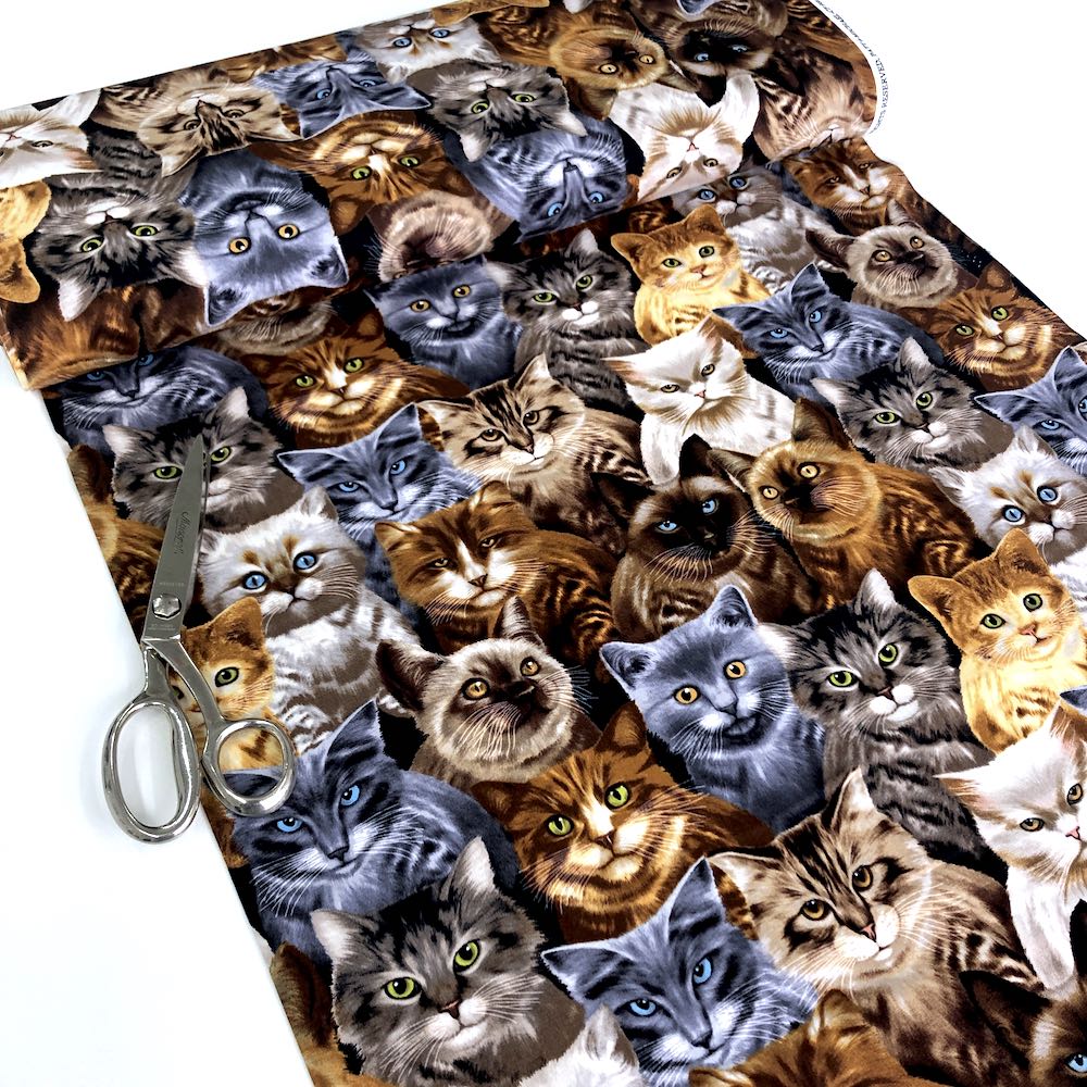 Cats by Michael Searle Natural - Frumble Fabrics