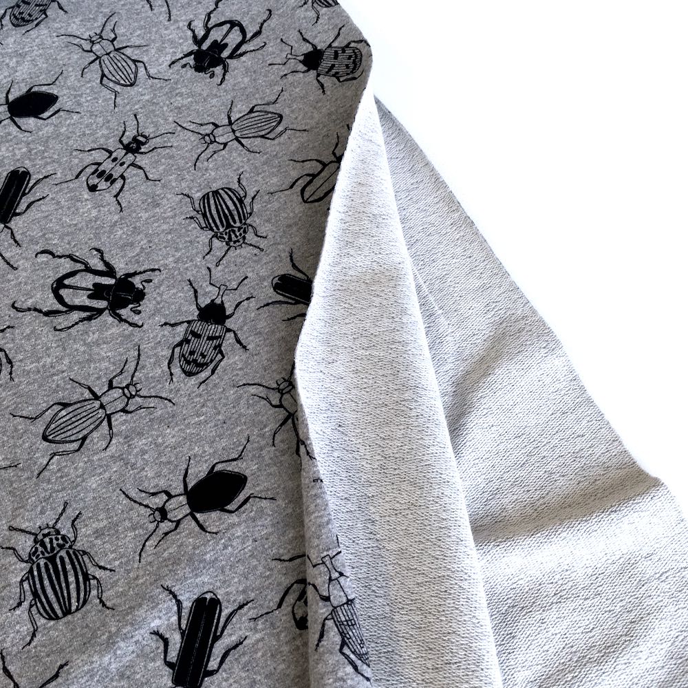 Creepy Crawly Bugs Grey Printed French Terry - Frumble Fabrics