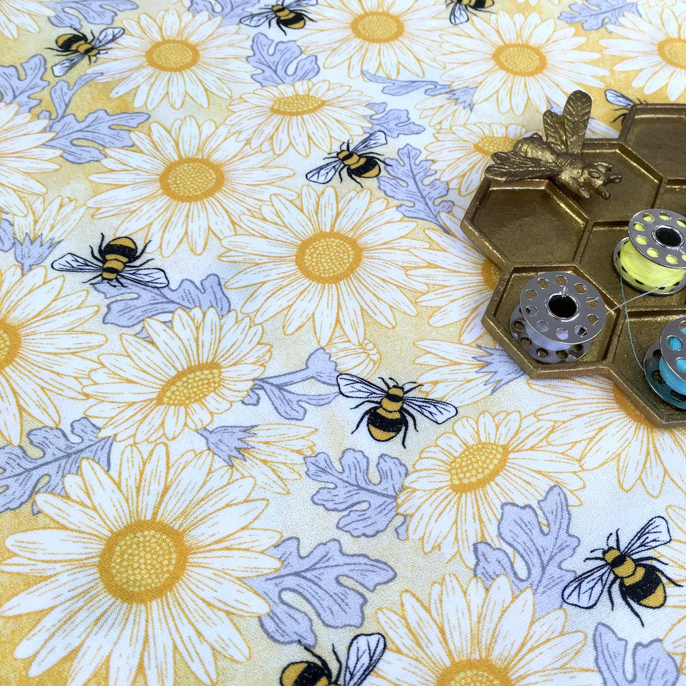 Michael Miller - Queen Bee by Diane Kappa - Feed The Bees Yellow