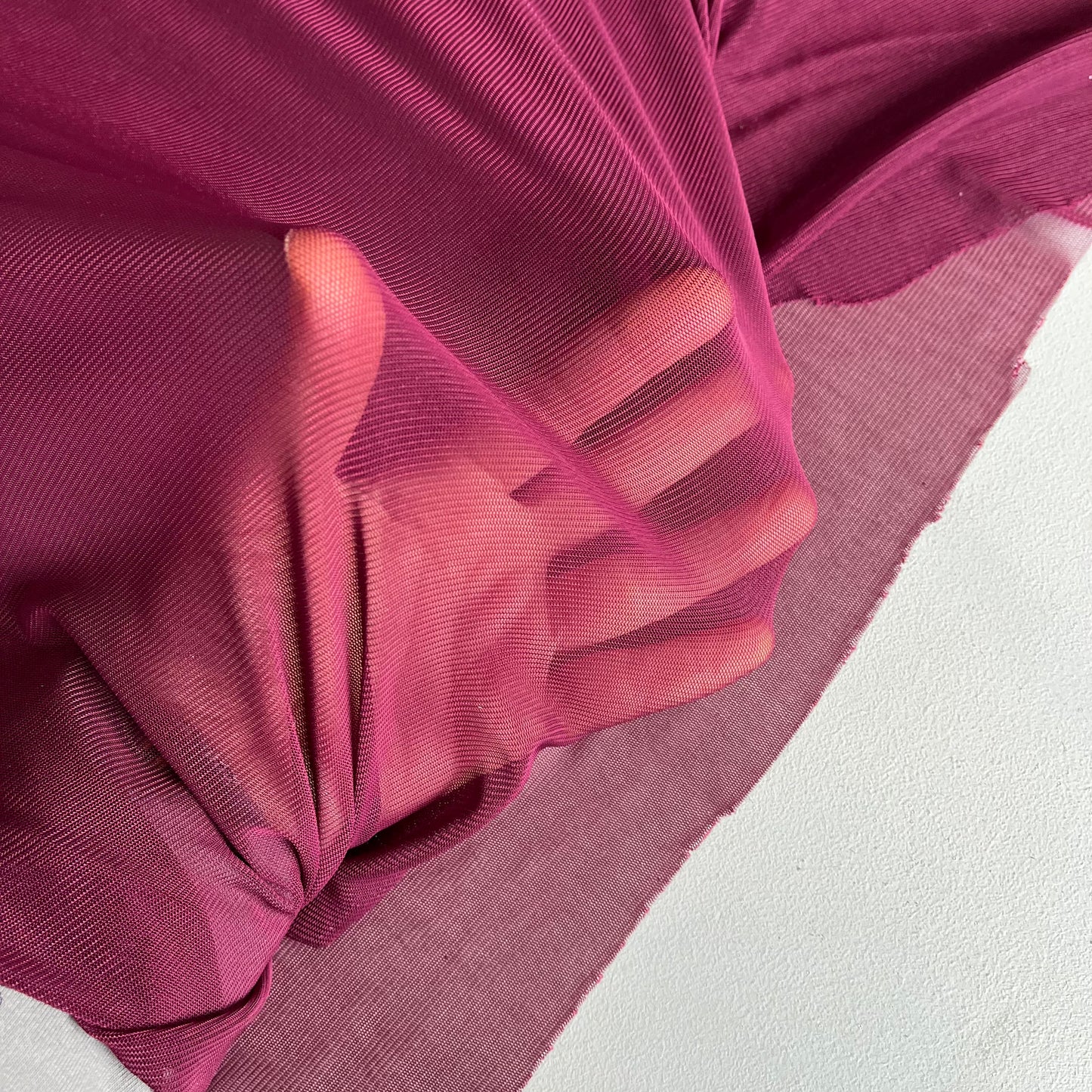 Light Power Mesh Net - Deadstock Designer Fabric -  Burgundy