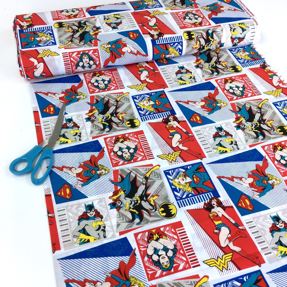 Quilting Cotton - DC Heroes & Heroines - Original Heroines Red (Per Metre)