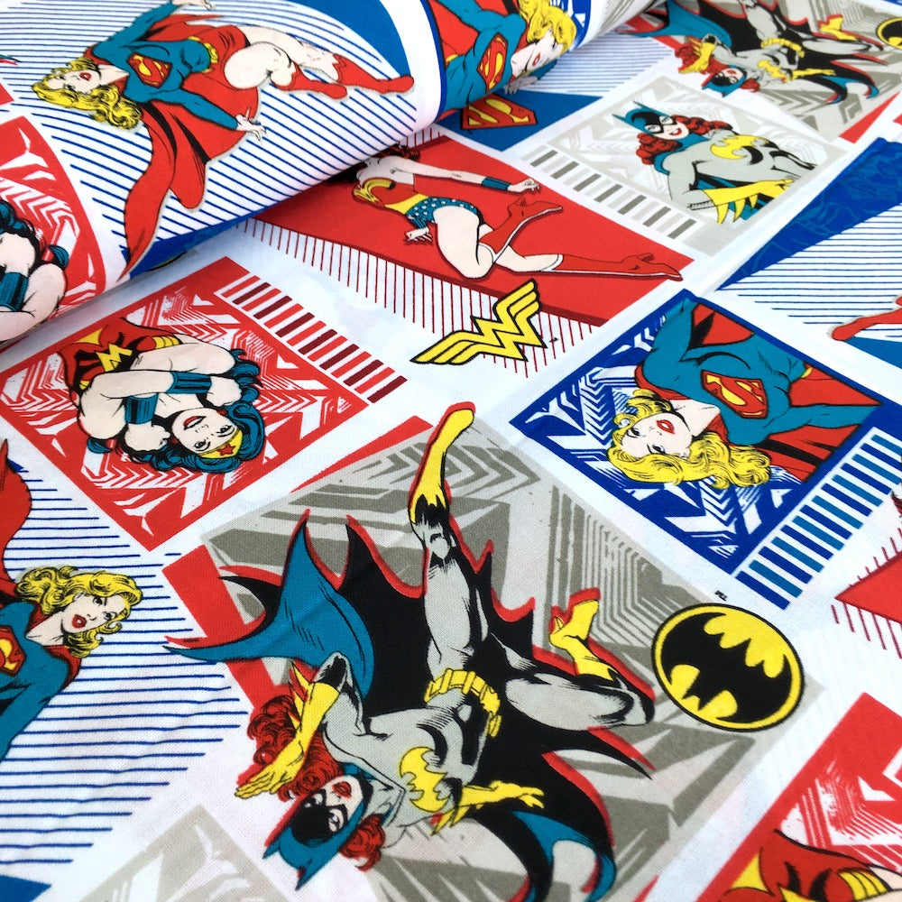 Quilting Cotton - DC Heroes & Heroines - Original Heroines Red (Per Metre)
