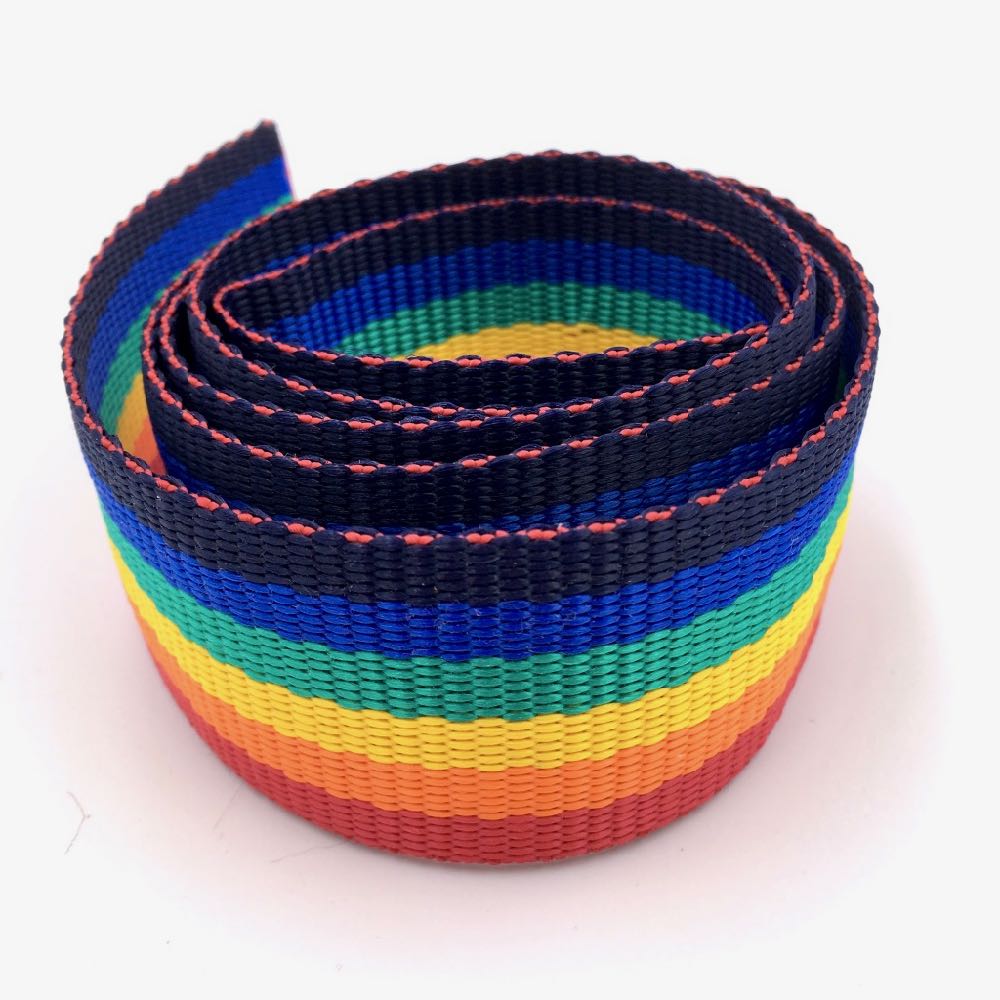 Rainbow Stripes poly webbing 38mm - Frumble Fabrics