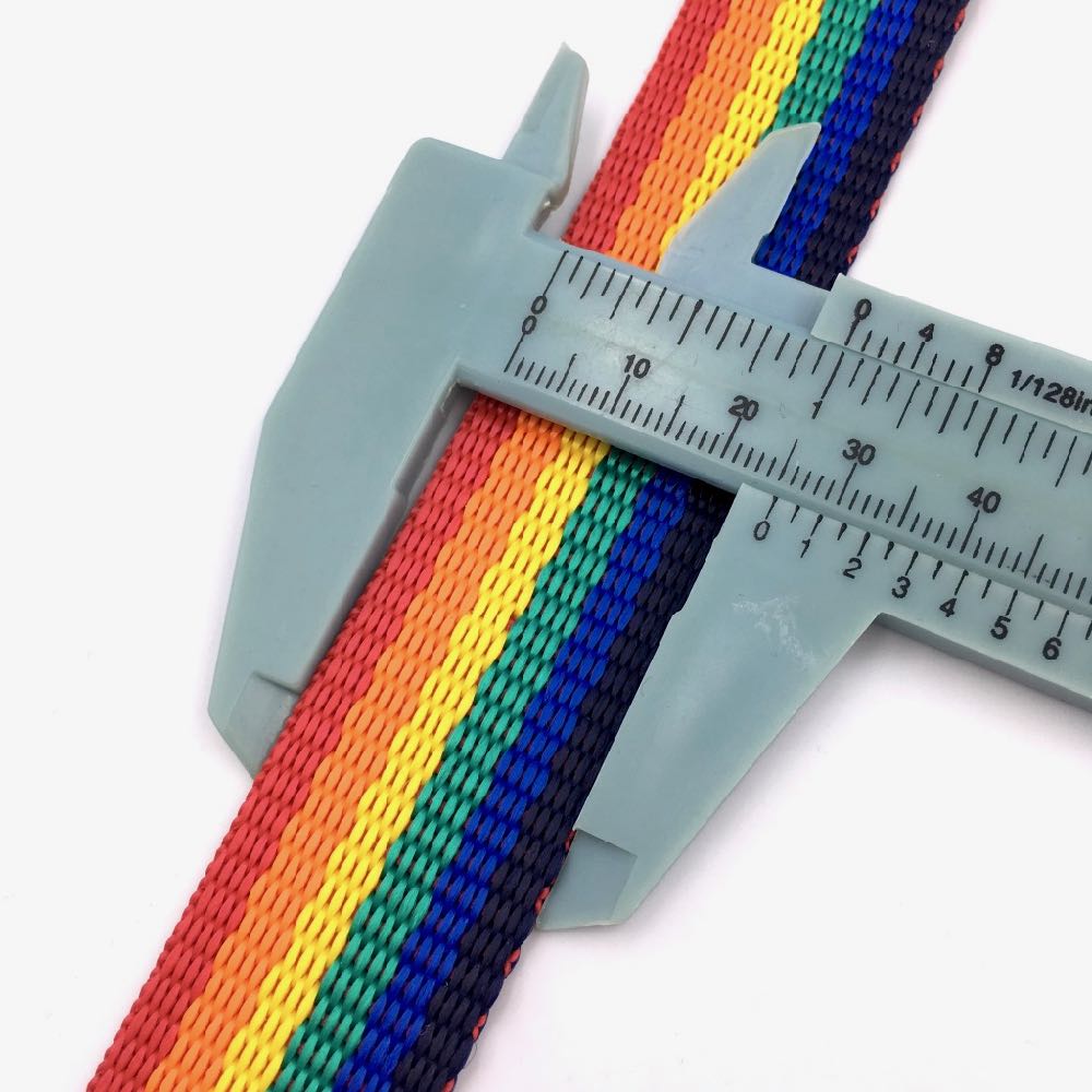 Rainbow Stripes poly webbing 25mm - Frumble Fabrics
