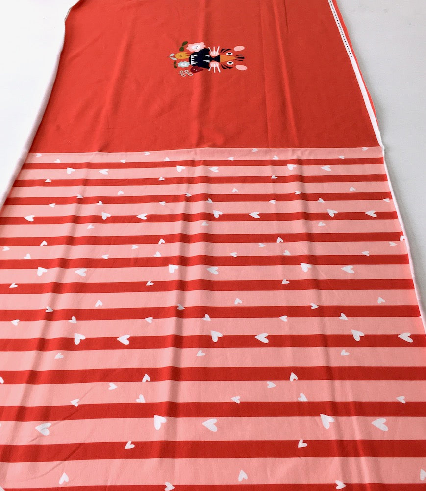 The Red Lion 75cm Panel - Cotton French Terry - Red