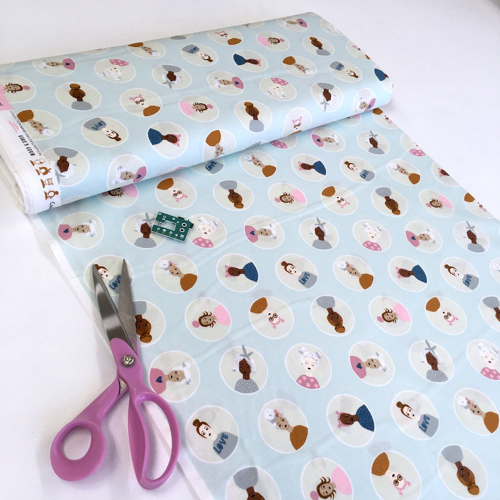 Cotton and Steel - Girls Club - Confetti Friends Pale Blue