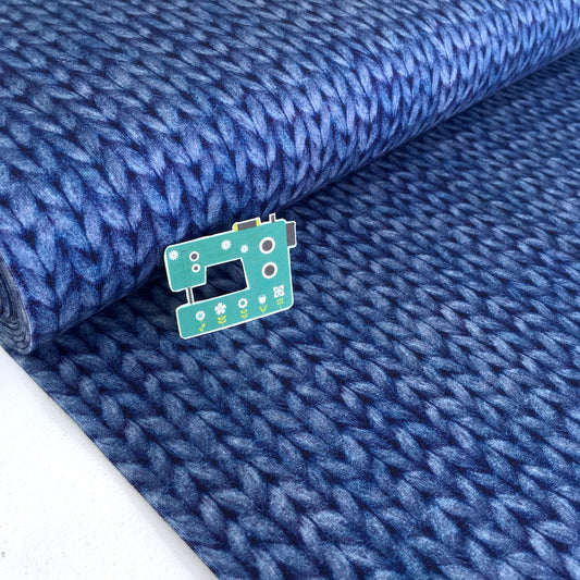 Remnant of Digital Knit Print - GOTS Organic Soft Sweat - Blue (116cm)