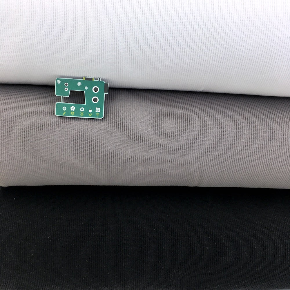 2x2 Medium Organic Ribbing - Plain GOTS Tube - White