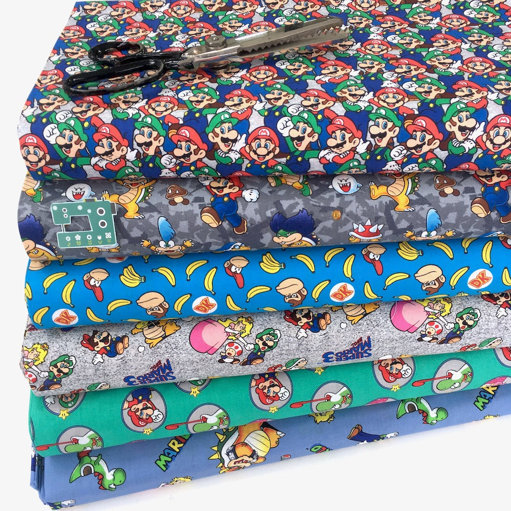 Super Mario - Go Mario and Friends - Grey (Per Metre)