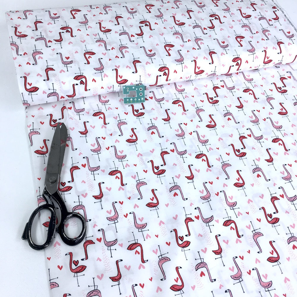 Dear Stella Bootylicious Shark Bait Flamingos White Sewing and