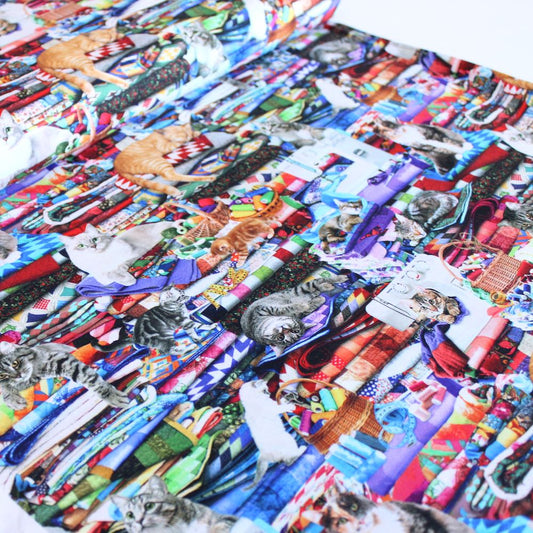 Cats On Quilts Multi - Frumble Fabrics
