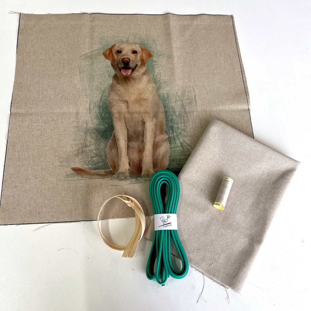 Labrador Cushion Panel Project Piped Kit (zip+envelope) Teal