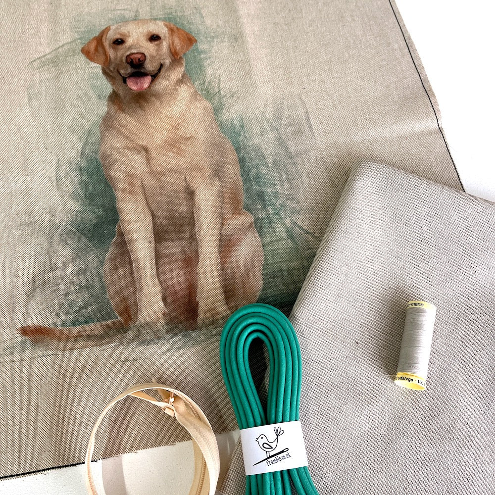 Labrador Cushion Panel Project Piped Kit (zip+envelope) Teal