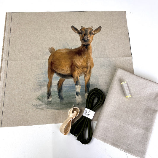 Goat Cushion Panel Project Piped Kit (zip+envelope) Dark Green
