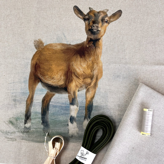 Goat Cushion Panel Project Piped Kit (zip+envelope) Dark Green