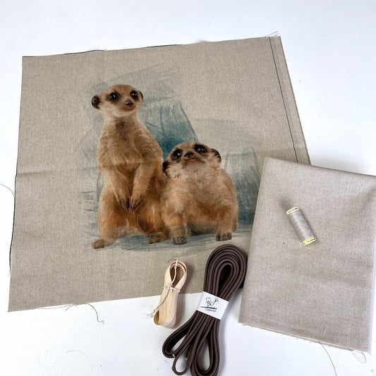 Meerkat Cushion Panel Project Piped Kit (zip+envelope) Mink