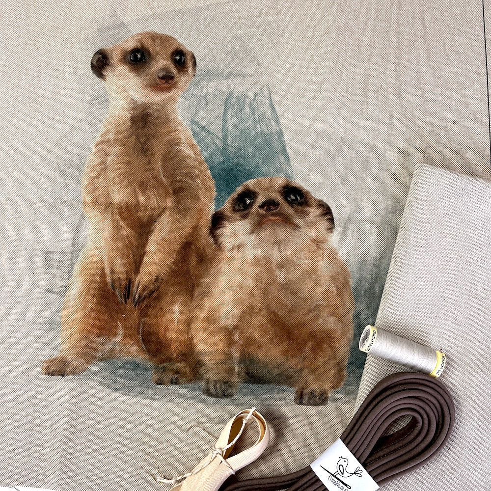 Meerkat Cushion Panel Project Piped Kit (zip+envelope) Mink