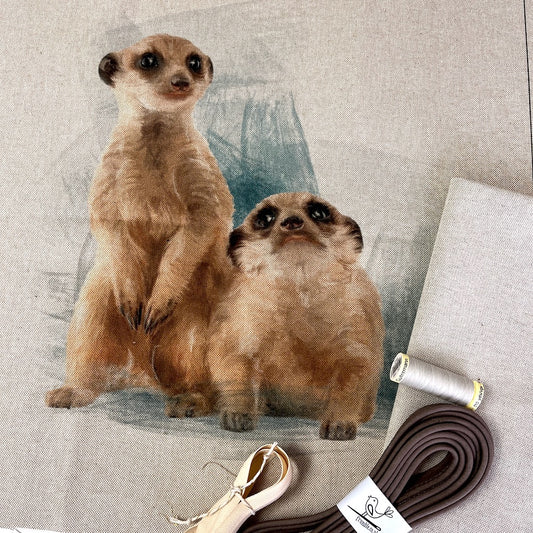 Meerkat Cushion Panel Project Piped Kit (zip+envelope) Mink