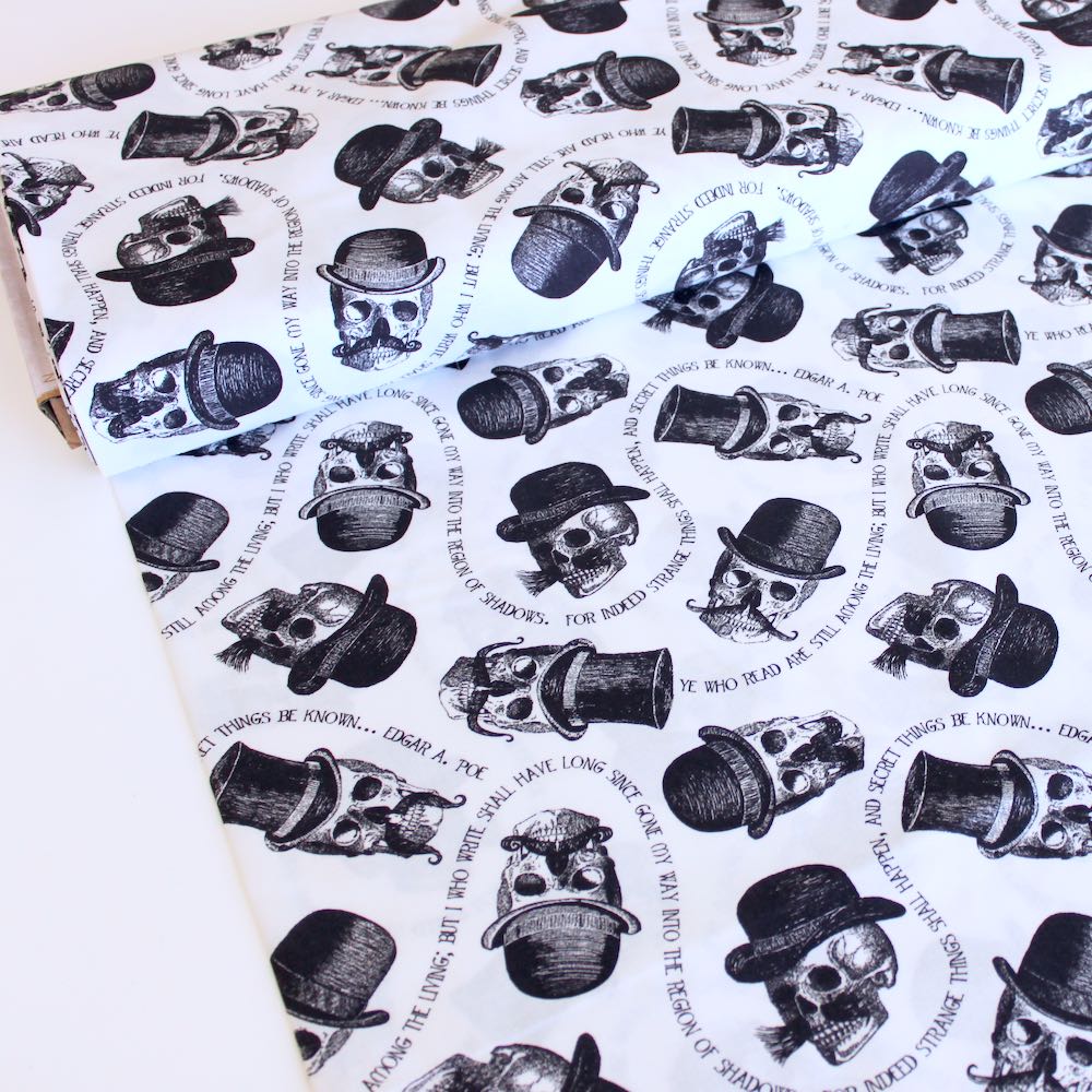 Skullz N Staches White - Frumble Fabrics
