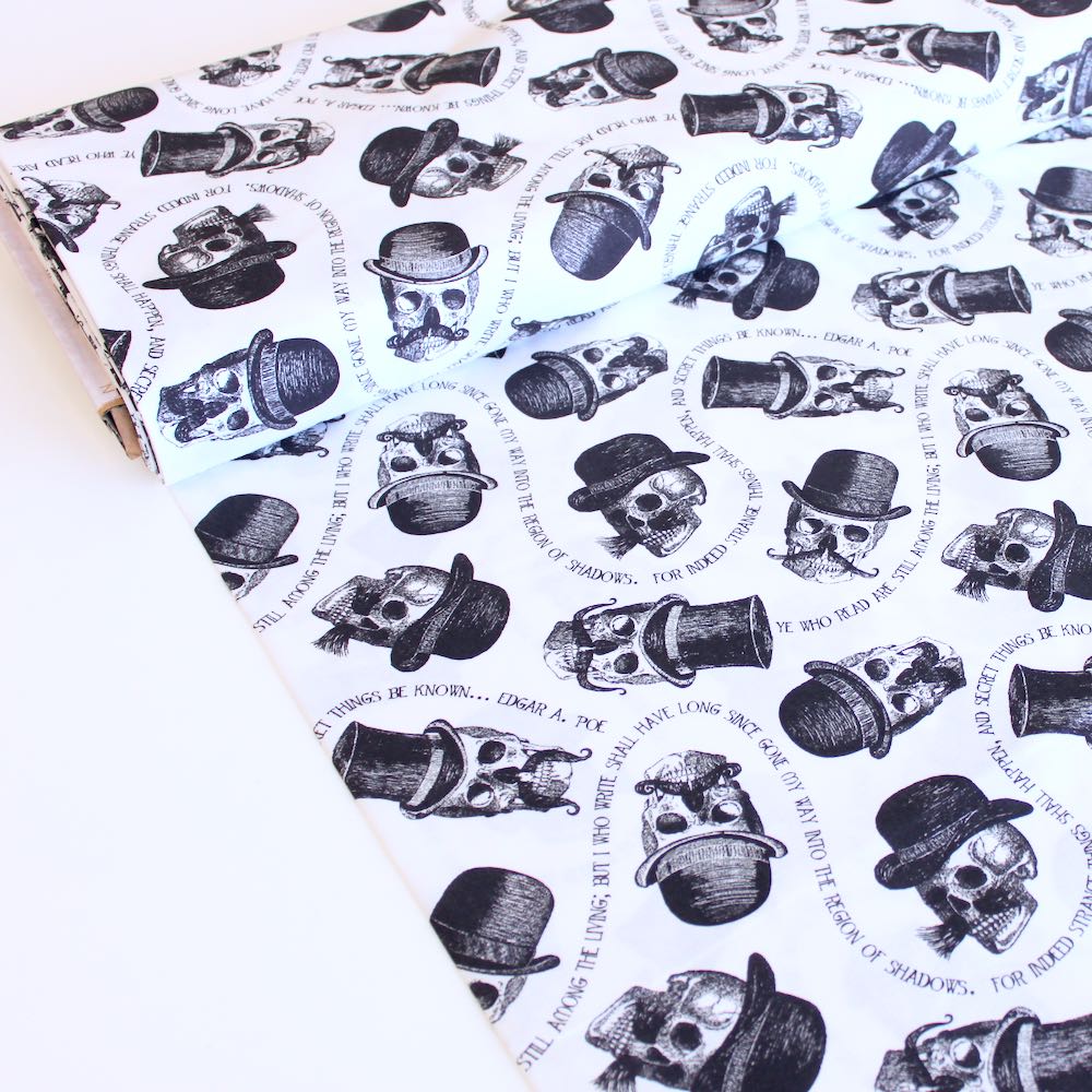 Skullz N Staches White - Frumble Fabrics