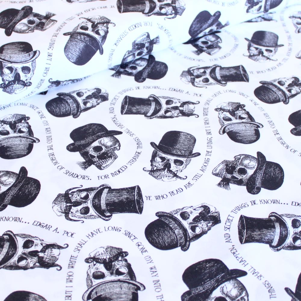 Skullz N Staches White - Frumble Fabrics