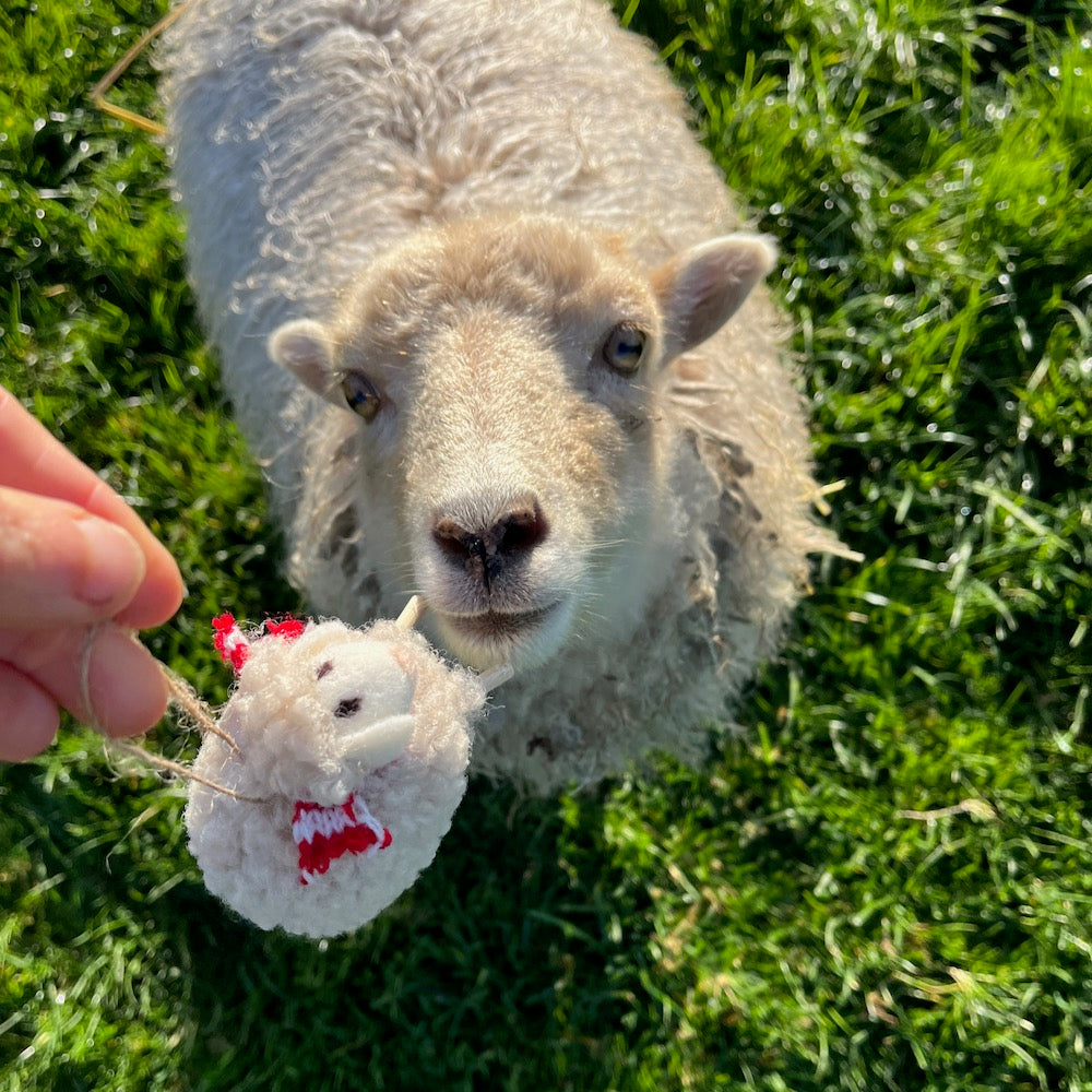 Sheep Felt Decoration - Fluffy Caramel with Hat