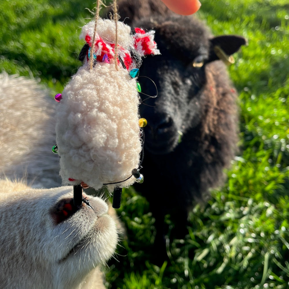 Sheep Felt Decoration - Fluffy Caramel with Hat