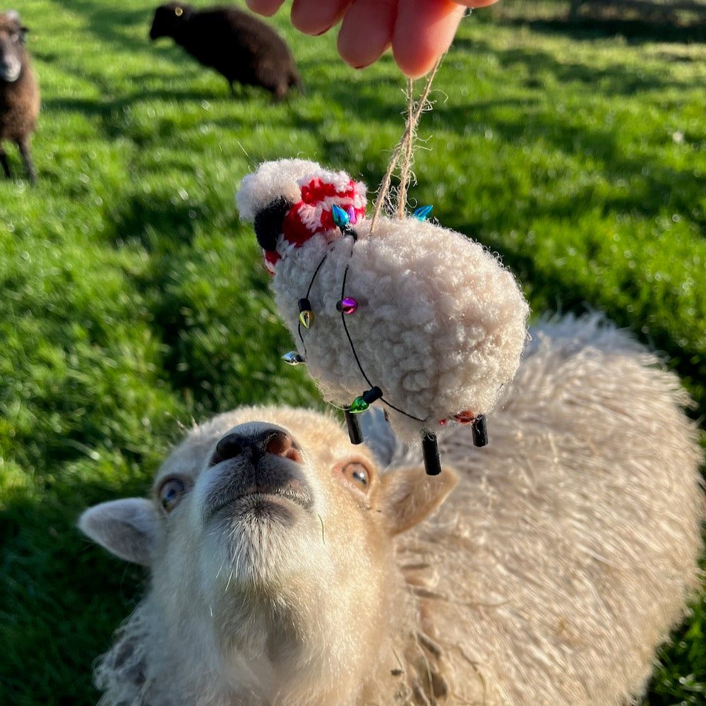 Sheep Felt Decoration - Fluffy Caramel with Hat