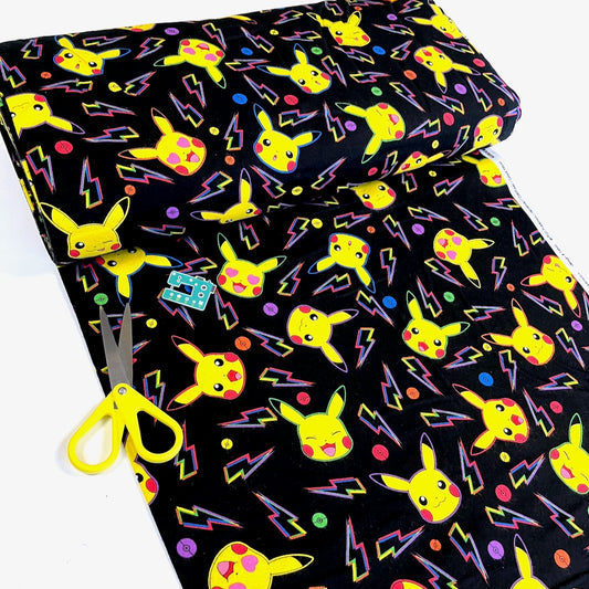 Robert Kaufman - Cotton Flannel - Pokemon Pikachu Lightning Black