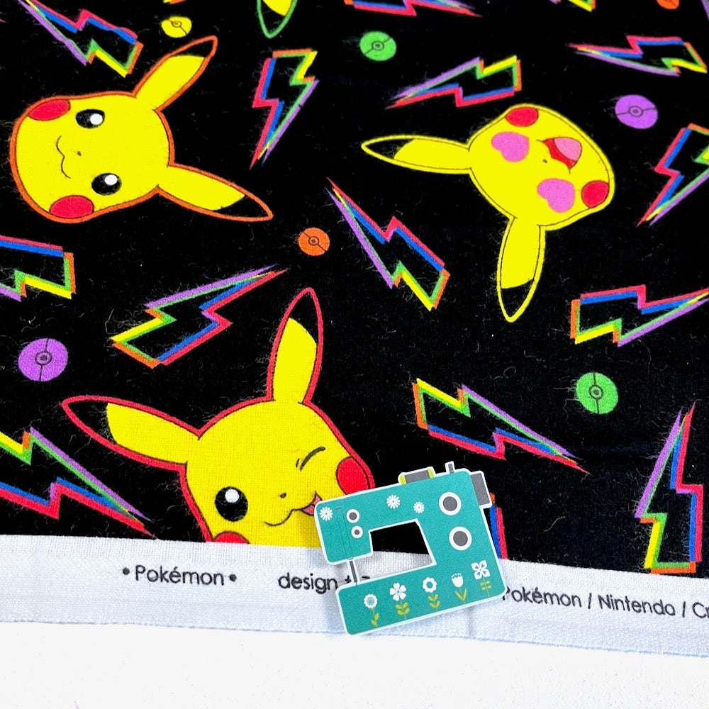 Robert Kaufman - Cotton Flannel - Pokemon Pikachu Lightning Black