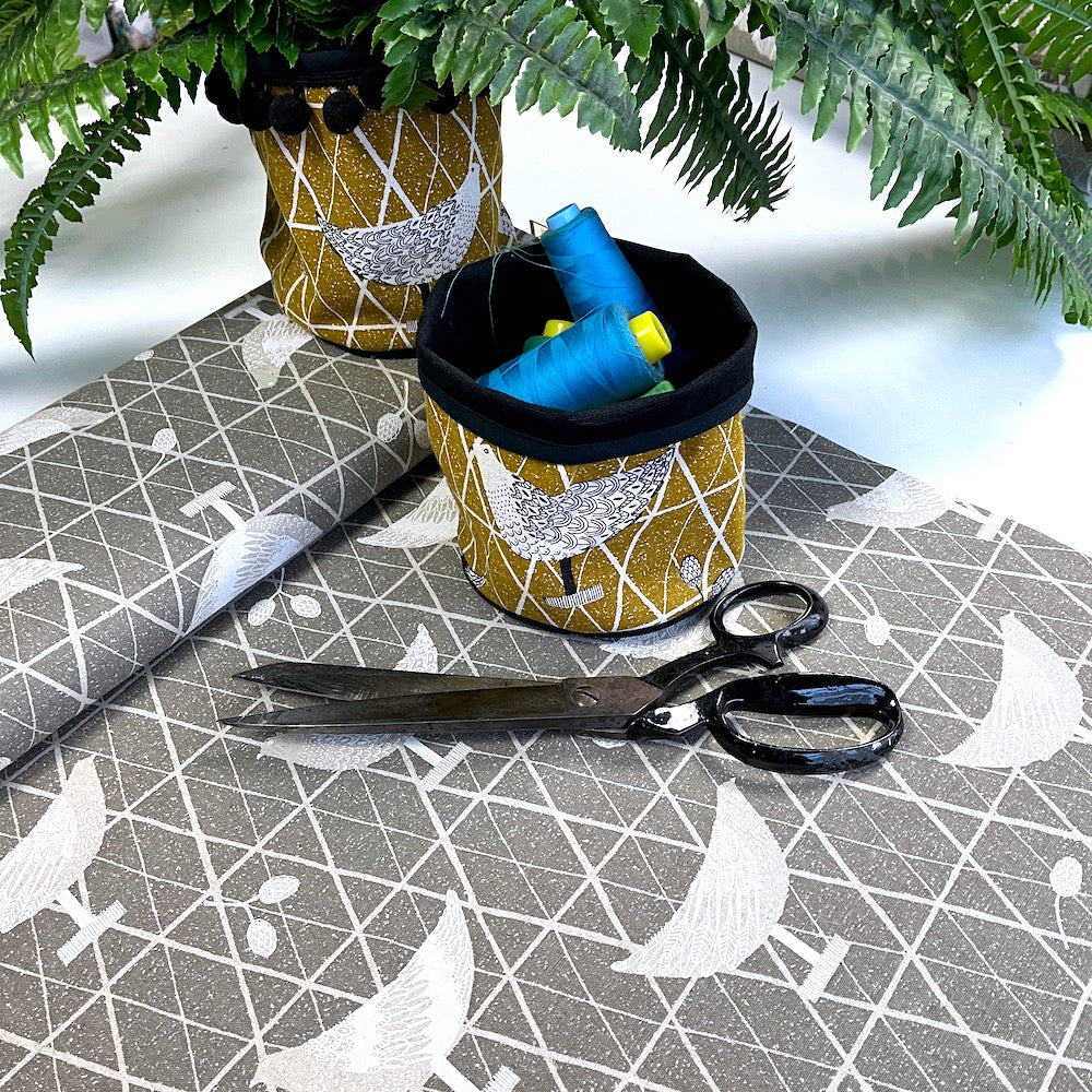 Cotton/Linen Canvas Hummingbird Chickens Coop Grey